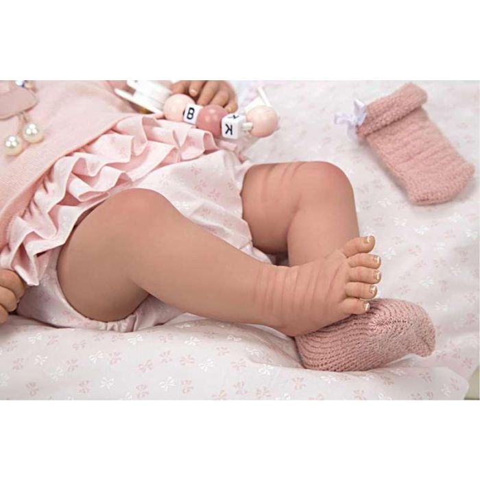 Muñeca reborn arias 40 cm alba rosa c/cojin 12