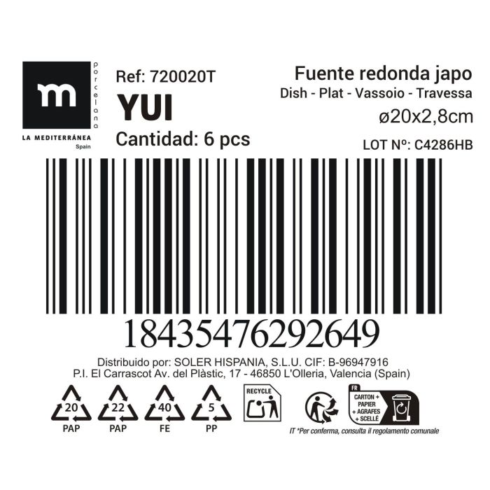 La Mediterranea Fuente Redonda Japonesa Ø20 cm Colección "Yui" 2