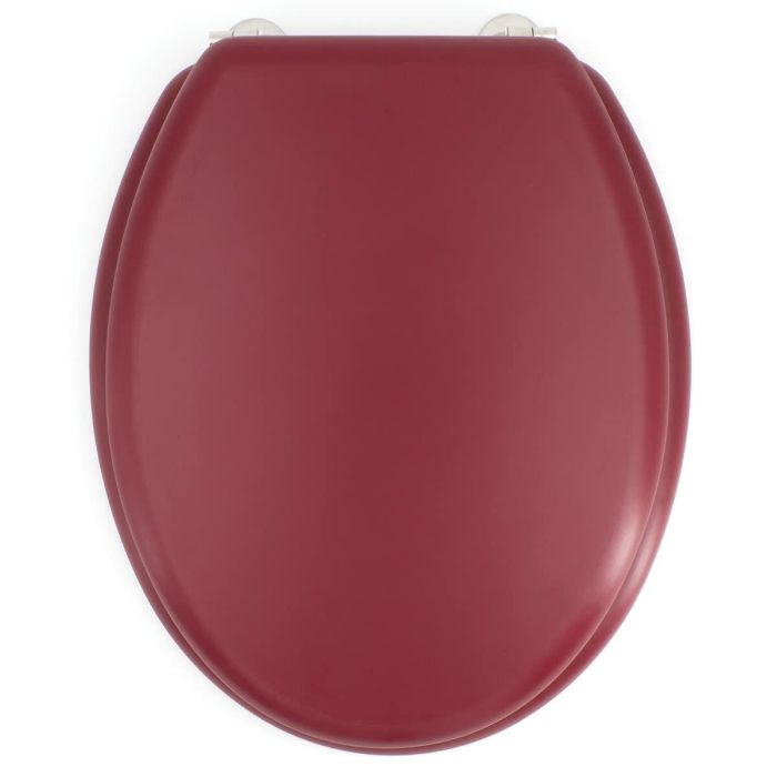 Gelco Design Asiento de Inodoro Dolce de Madera Moldeada con Bisagras de Acero Inoxidable - Rojo Cardenal