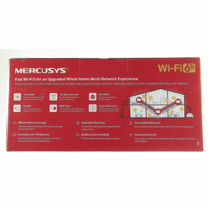 Mercusys Halo H80X (3-pack) Doble banda (2,4 GHz / 5 GHz) Wi-Fi 6 (802.11ax) Blanco Interno 13 Mercusys Halo H80X (3-pack) Doble banda (2,4 GHz / 5 GHz) Wi-Fi 6 (802.11ax) Blanco Interno 13