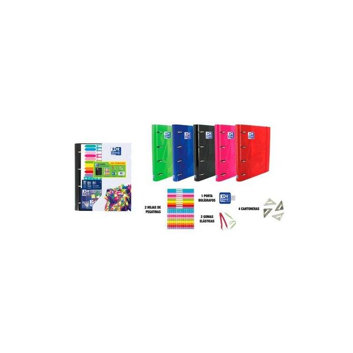 Oxford Carpeta Anillas Europeanbinder Classic 4x35 mm, Recambio A4+, Lomo Ergonómico, Compatible con SCRIBZEE, Incluye Accesorios