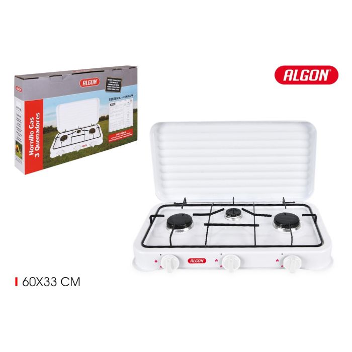 Hornillo de gas 3 fuegos con tapa Algon BBQ (2 Unidades) Hornillo de gas 3 fuegos con tapa Algon BBQ (2 Unidades)