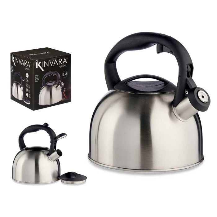 Tetera Kinvara Acero Inoxidable 2,5L Asa Plástico 23x20,5x19 cm Plata/Negro (6 Unidades) Tetera Kinvara Acero Inoxidable 2,5L Asa Plástico 23x20,5x19 cm Plata/Negro (6 Unidades)