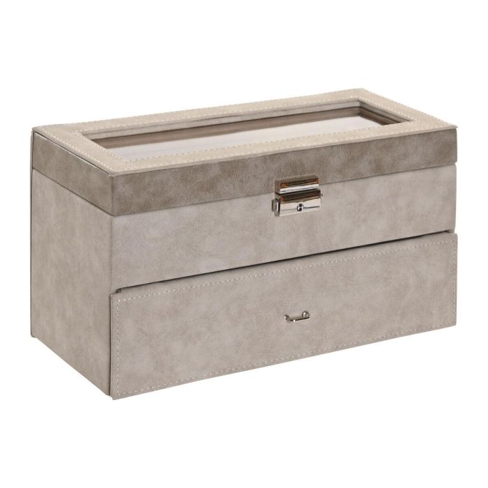Caja-Joyero Home ESPRIT Gris Poliuretano Cristal Madera MDF 27,5 x 11 x 15 cm 1 Caja-Joyero Home ESPRIT Gris Poliuretano Cristal Madera MDF 27,5 x 11 x 15 cm 1