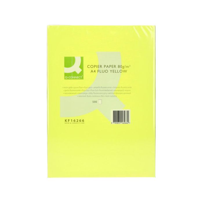 Papel Color Q-Connect Din A4 80 gr Amarillo Neon Paquete De 500 Hojas 1