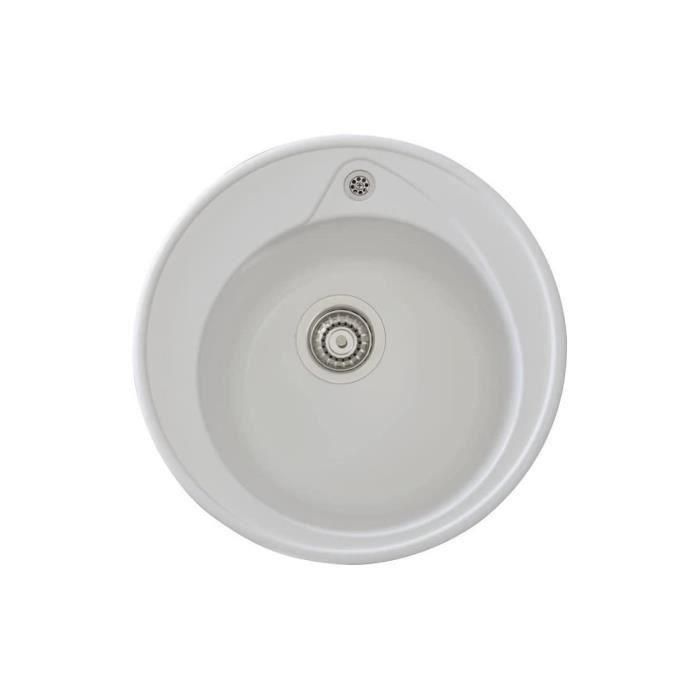 Fregadero STRADOUR construido en RONDA, en SMC WHITE UNI - 17, 1 cuenco, dim. Ø 49 cm, vaciado manual 1 Fregadero STRADOUR construido en RONDA, en SMC WHITE UNI - 17, 1 cuenco, dim. Ø 49 cm, vaciado manual 1