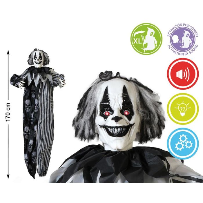 Payaso Asesino con Traje Ensangrentado 160 cm con Luz y Movimiento - Ideal para Fiestas de Terror