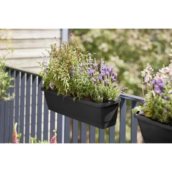 Elho Noa Balconiere M - Negro - L 52 x B 20 x H 18 cm - Balcón exterior - 100% reciclado 4 Elho Noa Balconiere M - Negro - L 52 x B 20 x H 18 cm - Balcón exterior - 100% reciclado 4