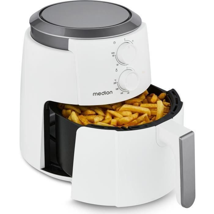 Freidora de aire caliente - MEDION - MD13020 - Airfryer - 1500 vatios - Temporizador de 60 minutos - Hasta 200 °C - 4,7 L - Blanco 2