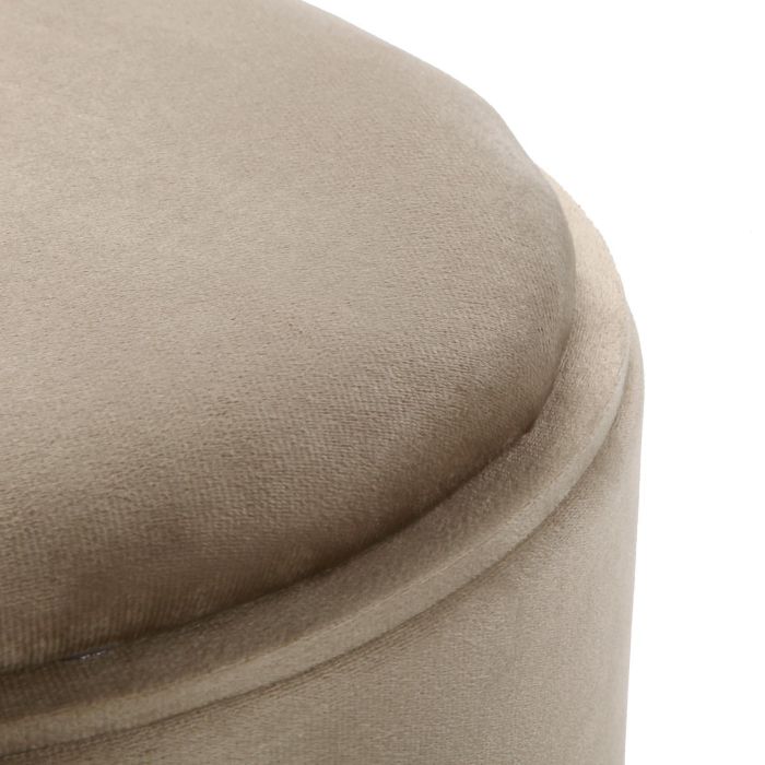 Puff Con Almacenamiento Y Bandeja Velvet Beige Versa 42X35CM 4 Puff Con Almacenamiento Y Bandeja Velvet Beige Versa 42X35CM 4