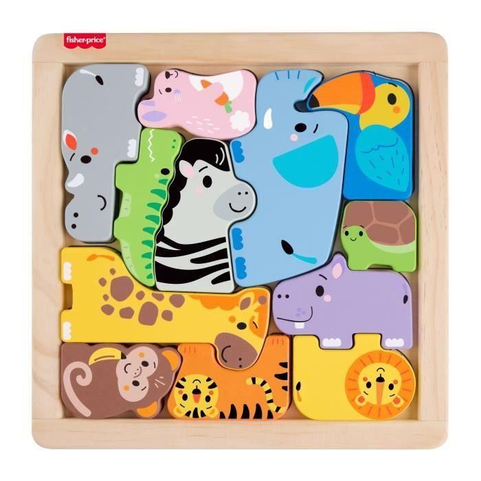 Fisher-Price - Rompecabezas de animales de madera - Clasificación de formas con 13 piezas - Fisher-Price - JFG10 1 Fisher-Price - Rompecabezas de animales de madera - Clasificación de formas con 13 piezas - Fisher-Price - JFG10 1