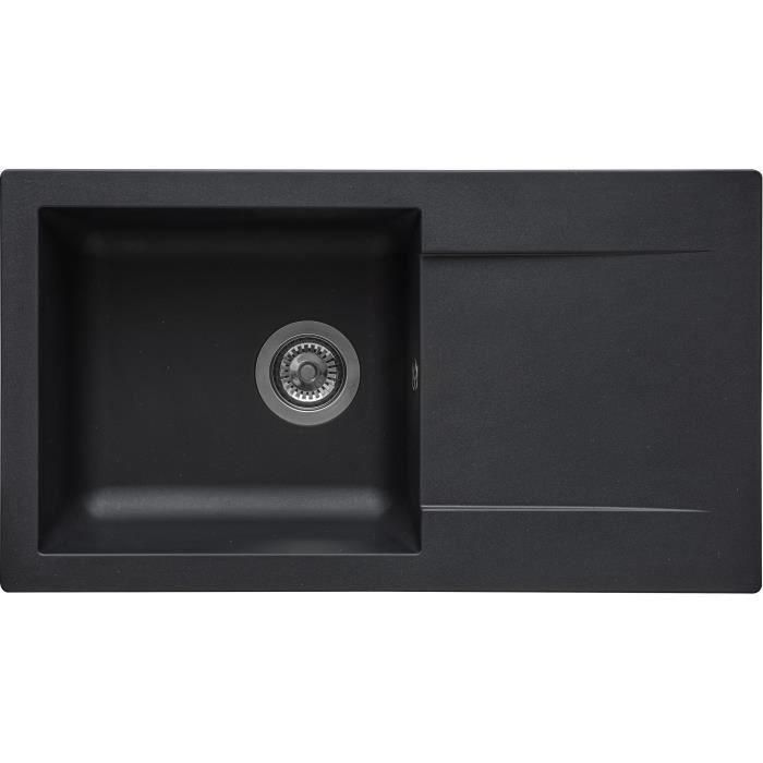 Stradour EINNA SMC - 06 Fregadero Incorporado 1 Tazón Paillete Negro 78x43.5 cm Vaciado Manual con Sifón Stradour EINNA SMC - 06 Fregadero Incorporado 1 Tazón Paillete Negro 78x43.5 cm Vaciado Manual con Sifón