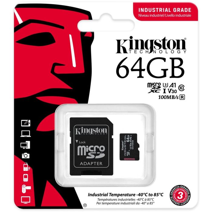 CARD 64GB Kingston Industrial microHC 100MB/s +Adapter 2