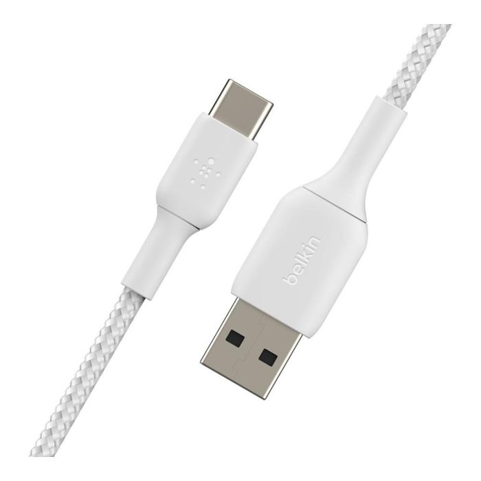 Belkin CAB002bt2MWH Cable USB-C a USB-A Boost Charge 2m Blanco Trenzado para Carga y Sincronización