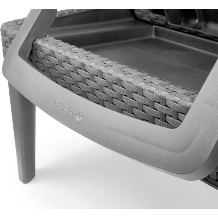 ALLIBERT by KETER Tumbona JAIPUR Imitación Ratán Tejido Gris Oscuro con Cojín Gris Oscuro 4 Posiciones 187x58x29 cm 3