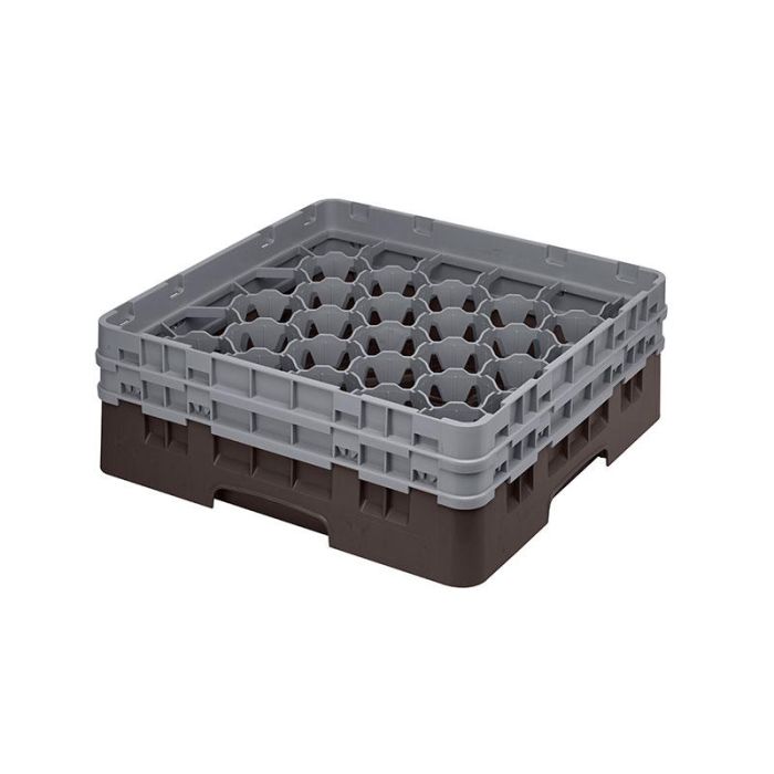 CAMBRO - 30S434-167 - Cesta de lavado 30 comp. 2 alturas - 7,84 cm Ø máx. - alt. máx. 13,5 cm - 50 x 50 x 18,4 cm - Castaño