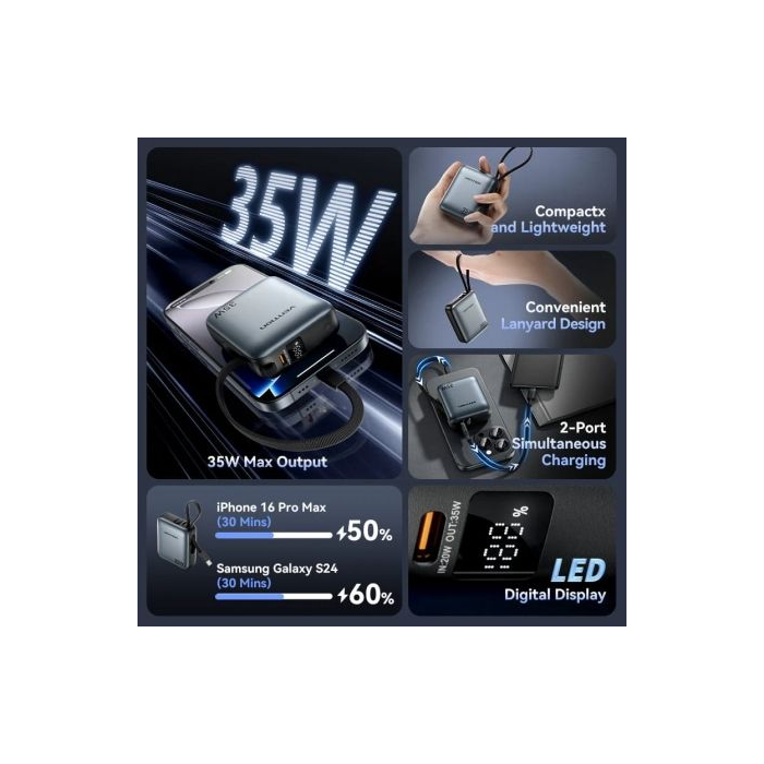 Powerbank 10000mAh Vention FHEN0/ 35W/ Beige 2