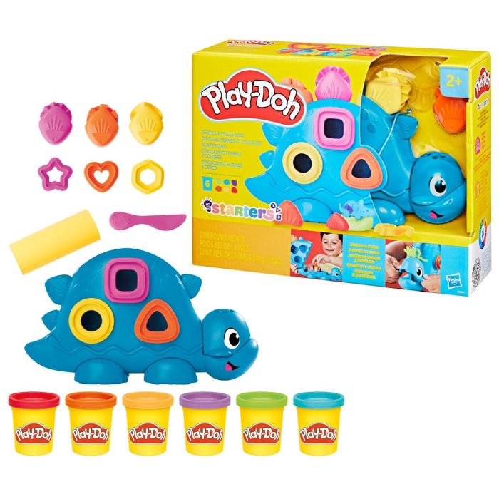 Play-Doh Dinosaurio Set de Juego Formas y Colores con 3 Cortadores, Ruedas, Rodillo y 6 Botes de Plastilina 340g Edad +2 años 0 Play-Doh Dinosaurio Set de Juego Formas y Colores con 3 Cortadores, Ruedas, Rodillo y 6 Botes de Plastilina 340g Edad +2 años 0