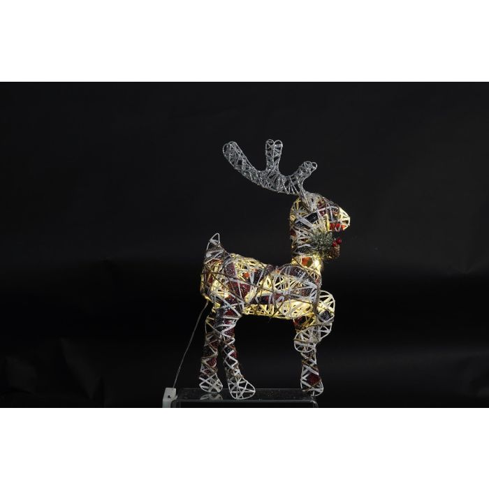 DKD Home Decor Reno de Navidad Alpina, Figura Decorativa LED de Ratán, Colores Natural, Blanco y Plateado, 3 Pilas AA, 14x40x30 cm 1 DKD Home Decor Reno de Navidad Alpina, Figura Decorativa LED de Ratán, Colores Natural, Blanco y Plateado, 3 Pilas AA, 14x40x30 cm 1