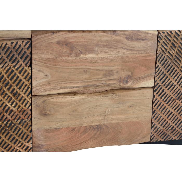 GINER Y COLOMER Aparador Acacia Madera y Metal Natural Negro 2 Puertas 3 Cajones 4