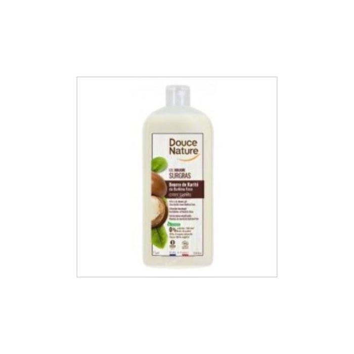DOUCE NATURE Gel De Ducha Manteca De Karité 1L - Nutre y Aporta Elasticidad, Sin Sulfatos ni Jabón, Envase 100% Reciclable