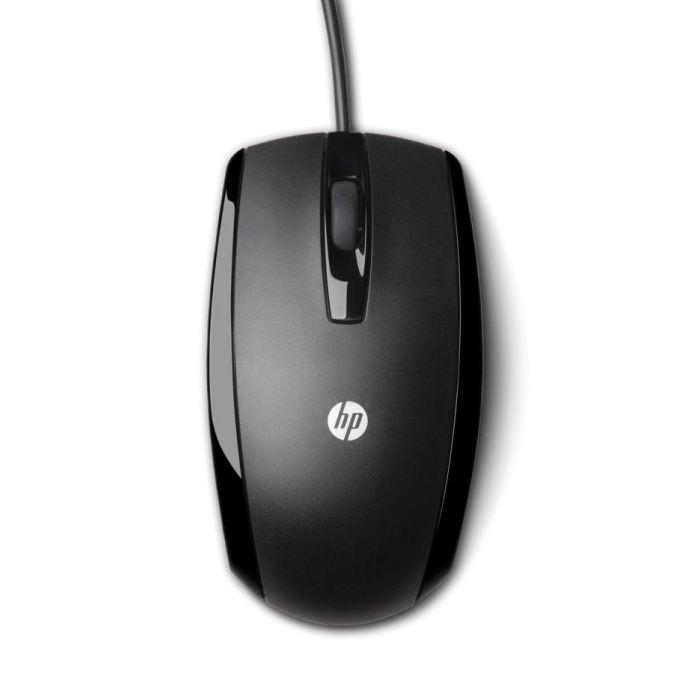 HP Ratón Óptico USB 3 Botones, Diseño Ambidiestro Ergonómico, Acabado Negro Piano, Plug & Play con Precisión