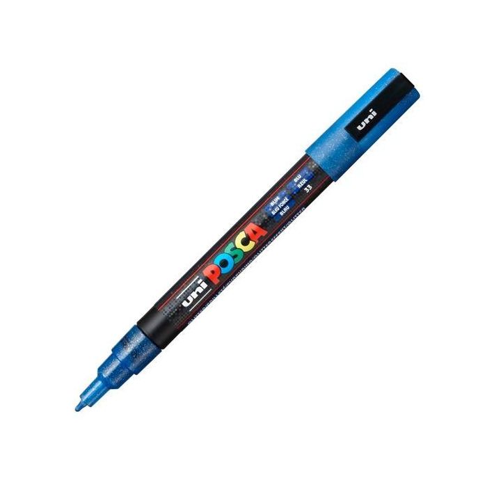 POSCA PC-3Ml Marcador Punta Cónica 0,9 - 1,3 mm Azul Purpurina - No Permanente, Base Agua