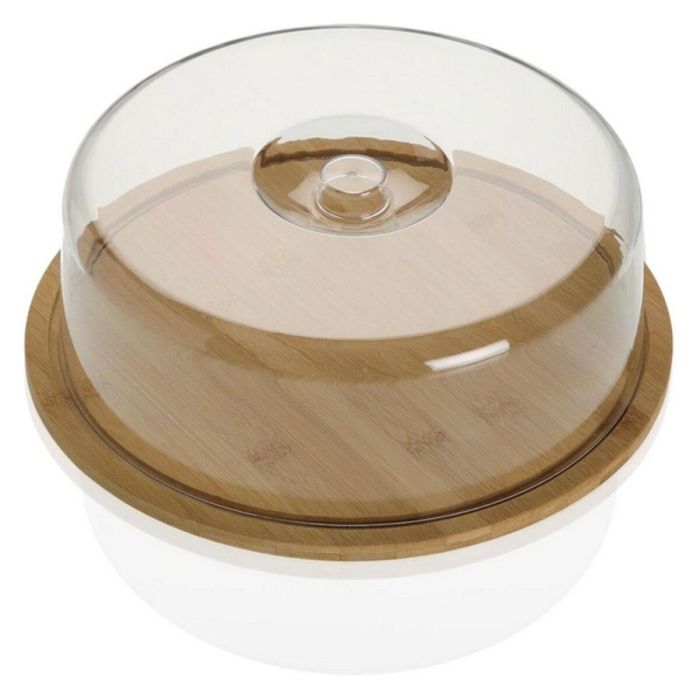 Bandeja con tapa Versa Transparente Bambú Poliestireno Madera MDF