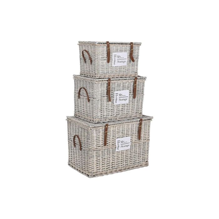 Juego de Baúles Home ESPRIT Natural Mimbre 67 x 45 x 46 cm Juego de Baúles Home ESPRIT Natural Mimbre 67 x 45 x 46 cm