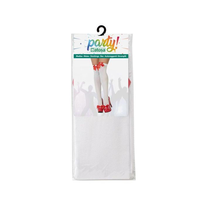 Medias Blanco Con Lazo Rojo Mujer Adulto 1 Medias Blanco Con Lazo Rojo Mujer Adulto 1