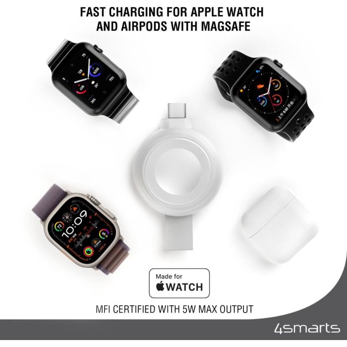 4smarts MFi Fast Charger fr Apple Watch silber 2
