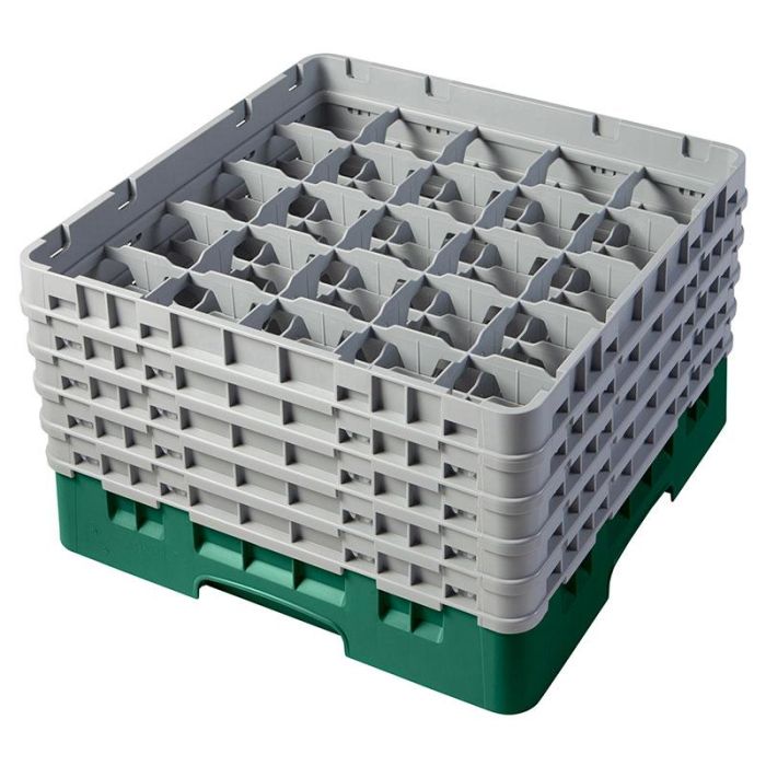 CAMBRO - 25S958-119 - Cesta de lavado 25 comp. 5 alturas - 8,7 cm Ø máx. - alt. máx. 25,8 cm - 50 x 50 x 30,8 cm - Verde sherwood