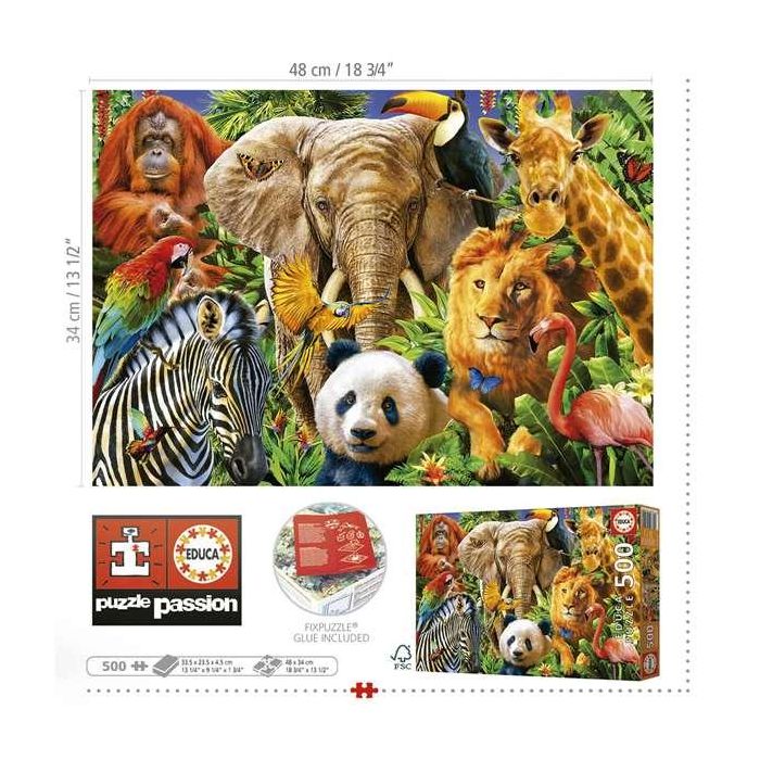 Puzzle 500 piezas collage de animales salvajes 21 Puzzle 500 piezas collage de animales salvajes 21