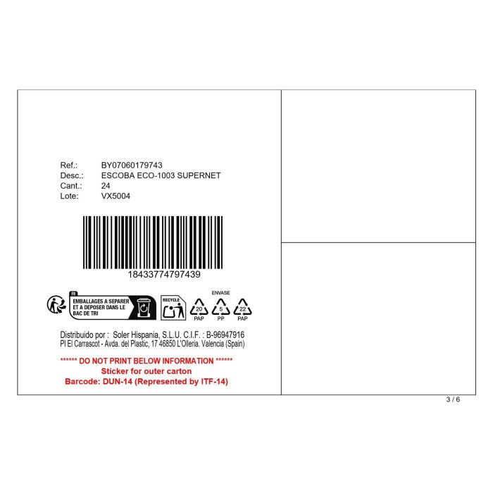 Inde Escoba Eco-1003 Supernet - Dimensiones: 9 cm de ancho x 11.2 cm de alto x 33.4 cm de largo - Peso: 7.26 kg (24 Unidades) 4