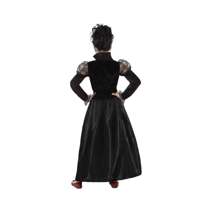 Disfraz de Vampiresa Niña Infantil Halloween 10-12 Años - Vestido con Cuello Alto y Hombros Semitransparentes 2