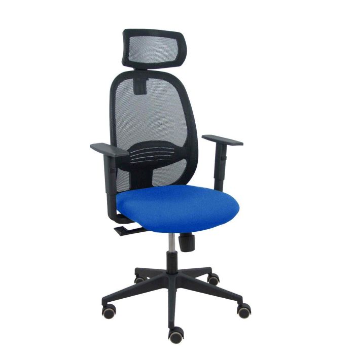 PIQUERAS Y CRESPO Silla Cilanco negra malla negra asiento bali azul brazo regulable cabecero regulable PIQUERAS Y CRESPO Silla Cilanco negra malla negra asiento bali azul brazo regulable cabecero regulable