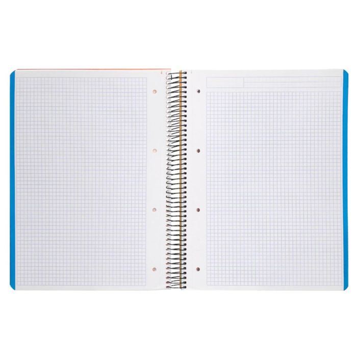 Cuaderno Espiral Liderpapel A4 Micro Wonder Tapa Plastico 120H 90 gr Cuadro 5 mm 5 Banda4 Taladros Color Naranja 5