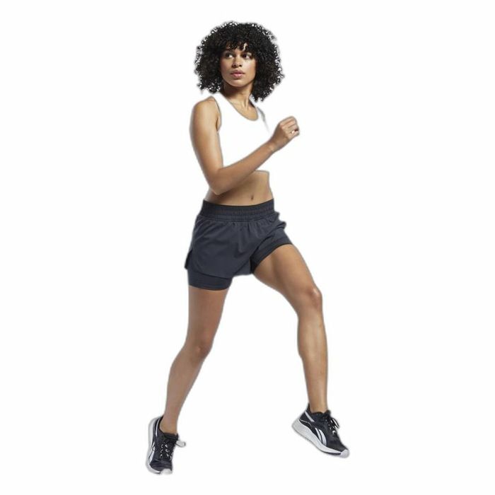 Pantalones Cortos Deportivos para Mujer Reebok Wor Run 2 In 1 Short Negro 1 Pantalones Cortos Deportivos para Mujer Reebok Wor Run 2 In 1 Short Negro 1