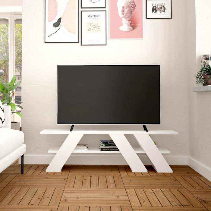 Mueble de TV Alexandra House Living Diagonal Blanco 140 x 40 x 34 cm 2