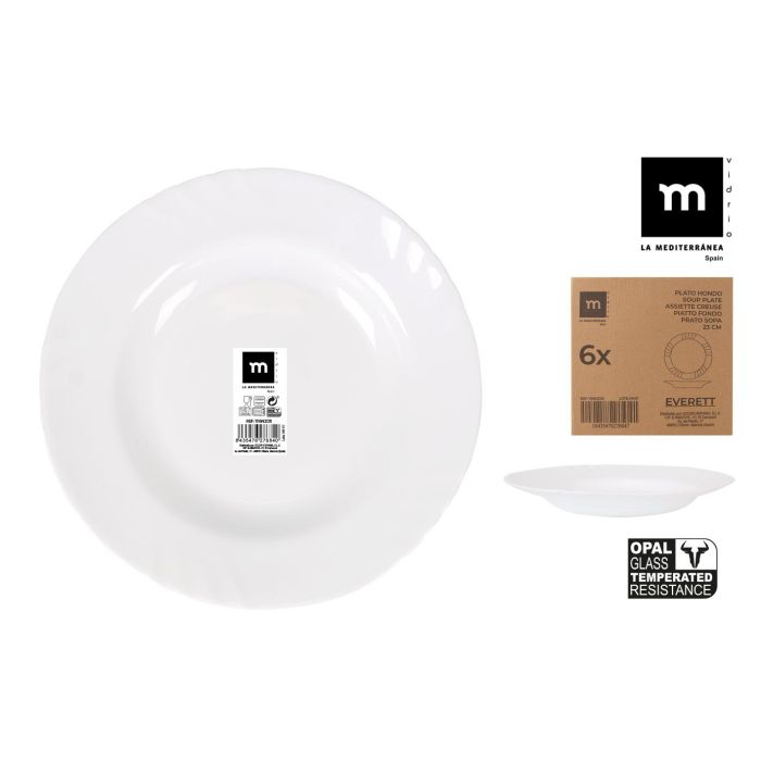 Plato Hondo Everett 23 cm Opal - La Mediterranea (36 Unidades) Plato Hondo Everett 23 cm Opal - La Mediterranea (36 Unidades)