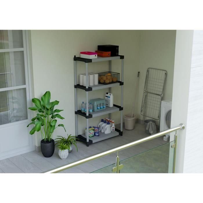 Tood TOO8019053053170 Estante de plástico con 4 estantes, carga 80 kg por estante, 80x40x168 cm, Negro/gris 1 Tood TOO8019053053170 Estante de plástico con 4 estantes, carga 80 kg por estante, 80x40x168 cm, Negro/gris 1