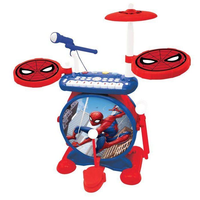 SPIDER-MAN Kit completo electrónico de batería ligera con teclado, platillos y taburete - LEXIBOOK 3 SPIDER-MAN Kit completo electrónico de batería ligera con teclado, platillos y taburete - LEXIBOOK 3