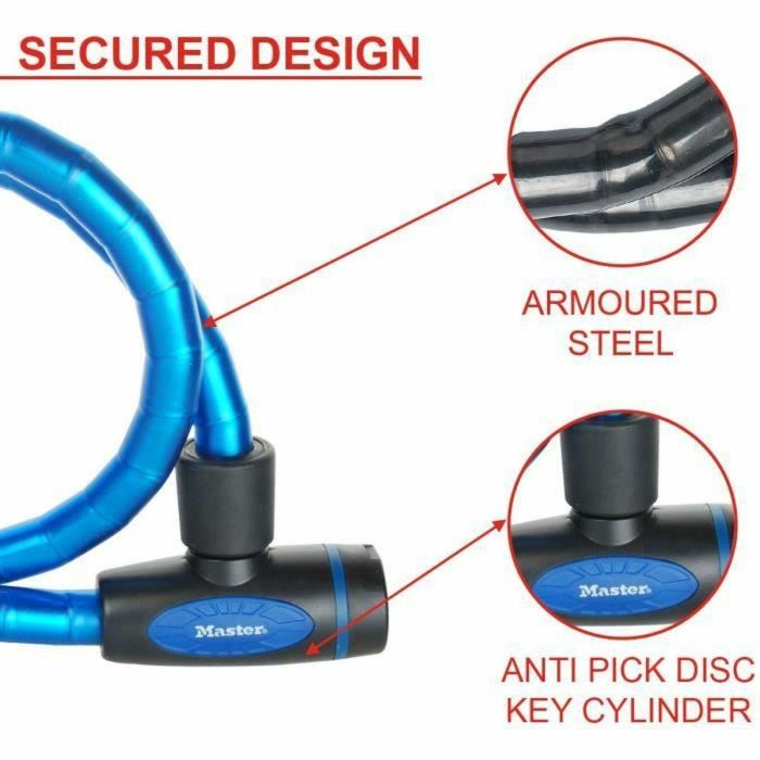 Master Lock Candado de Cable Reforzado Anticorte 1000x18mm con Cubierta de Vinilo y 4 Llaves 3 Master Lock Candado de Cable Reforzado Anticorte 1000x18mm con Cubierta de Vinilo y 4 Llaves 3