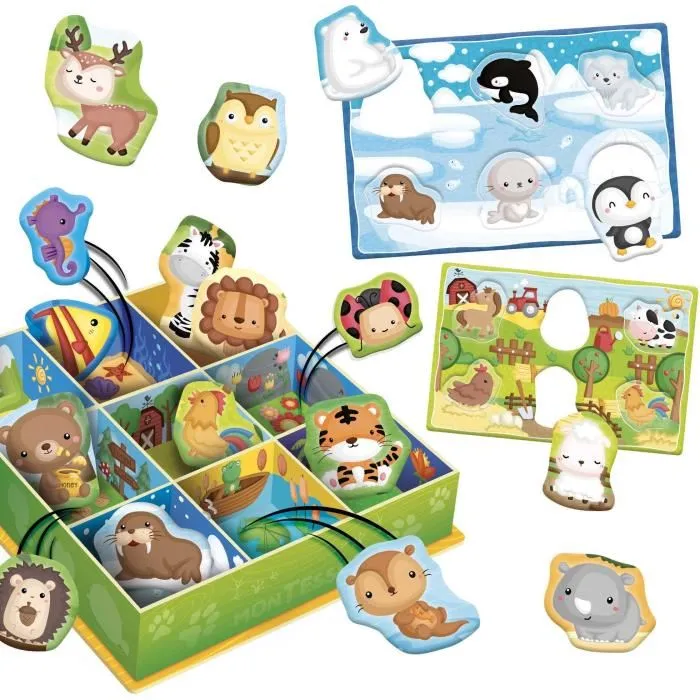 Lisciani 92772 Juego de aprendizaje Montessori 3D con 50 figuras autocorrectivas 1
