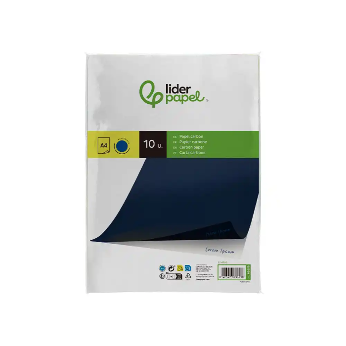 Liderpapel Papel Carbon Azul DIN A4 Bolsa de 10 Hojas 1