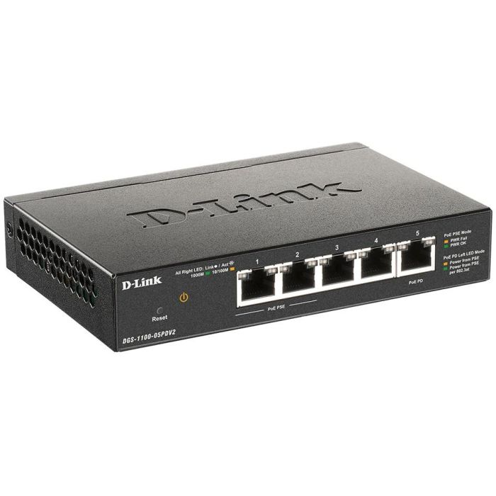 D-Link DGS-1100-05PDV2 Switch Gestionable 5 Puertos RJ-45 Gigabit Ethernet PoE, 2 Puertos PoE, 10Gbps, Sin Ventilador 2 D-Link DGS-1100-05PDV2 Switch Gestionable 5 Puertos RJ-45 Gigabit Ethernet PoE, 2 Puertos PoE, 10Gbps, Sin Ventilador 2