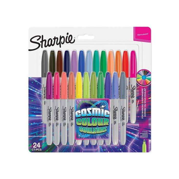 Sharpie Marcador Permanente Cosmic Fine Punta Redonda 0.9 mm, Blíster 24 Unidades