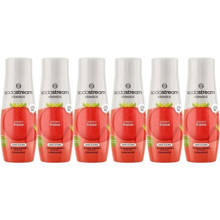 Sodastream SOD7290119795093 Concentrados Pack 6 de Fresa Sin Azúcar para Máquinas Sodastream - Rinde hasta 54L (6x 440ml)