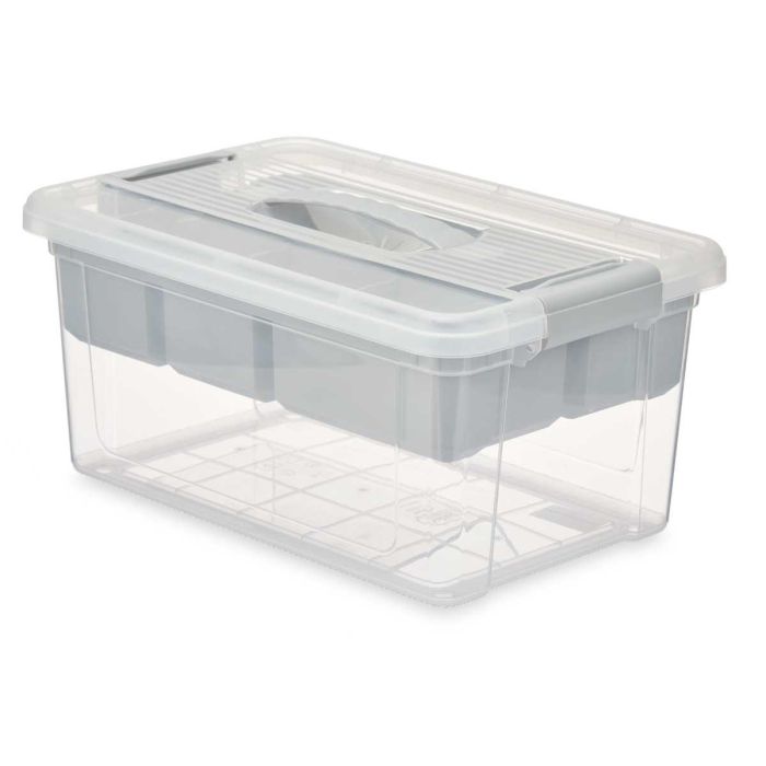 Organizador Plastico 9 L Bandeja Gris Kipit 35X17CM (6 Unidades) 1 Organizador Plastico 9 L Bandeja Gris Kipit 35X17CM (6 Unidades) 1