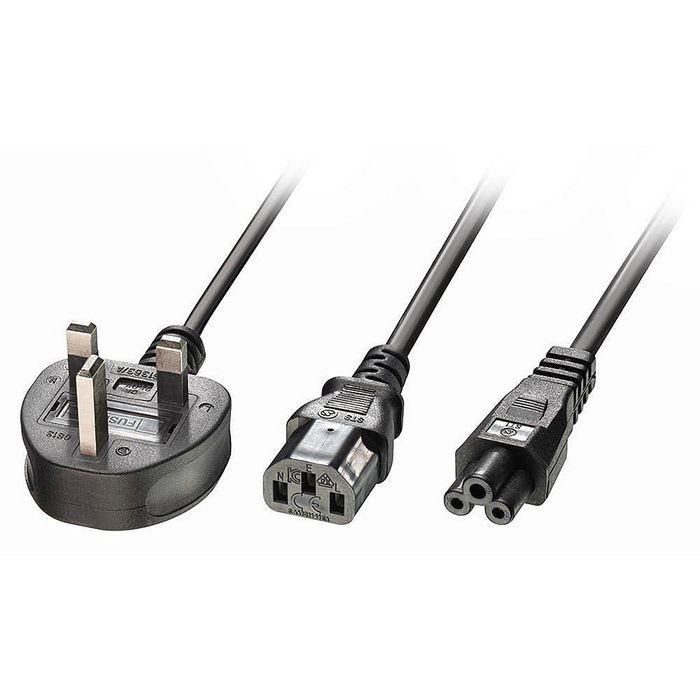 Lindy Cable Extensor Divisor IEC C13 y IEC C5, 2.5m, Negro, para PC, Impresoras, Monitores y Equipos de Audio